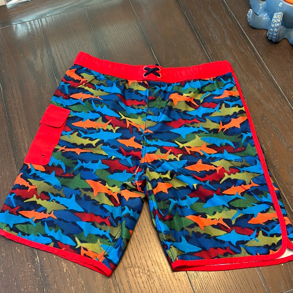 Lands End Swim Trunks. XXL 18H-20H. Shark Pattern.
